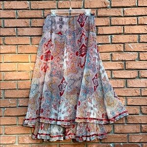 Lucky Brand Layered Boho Long Floral Skirt